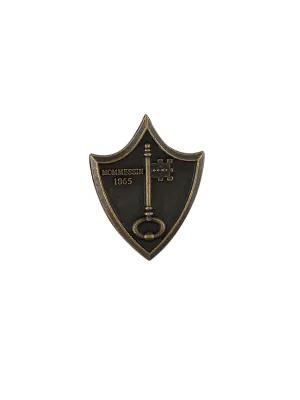 Antique Brass Royal Shield Pin Fastener Collar Brooch