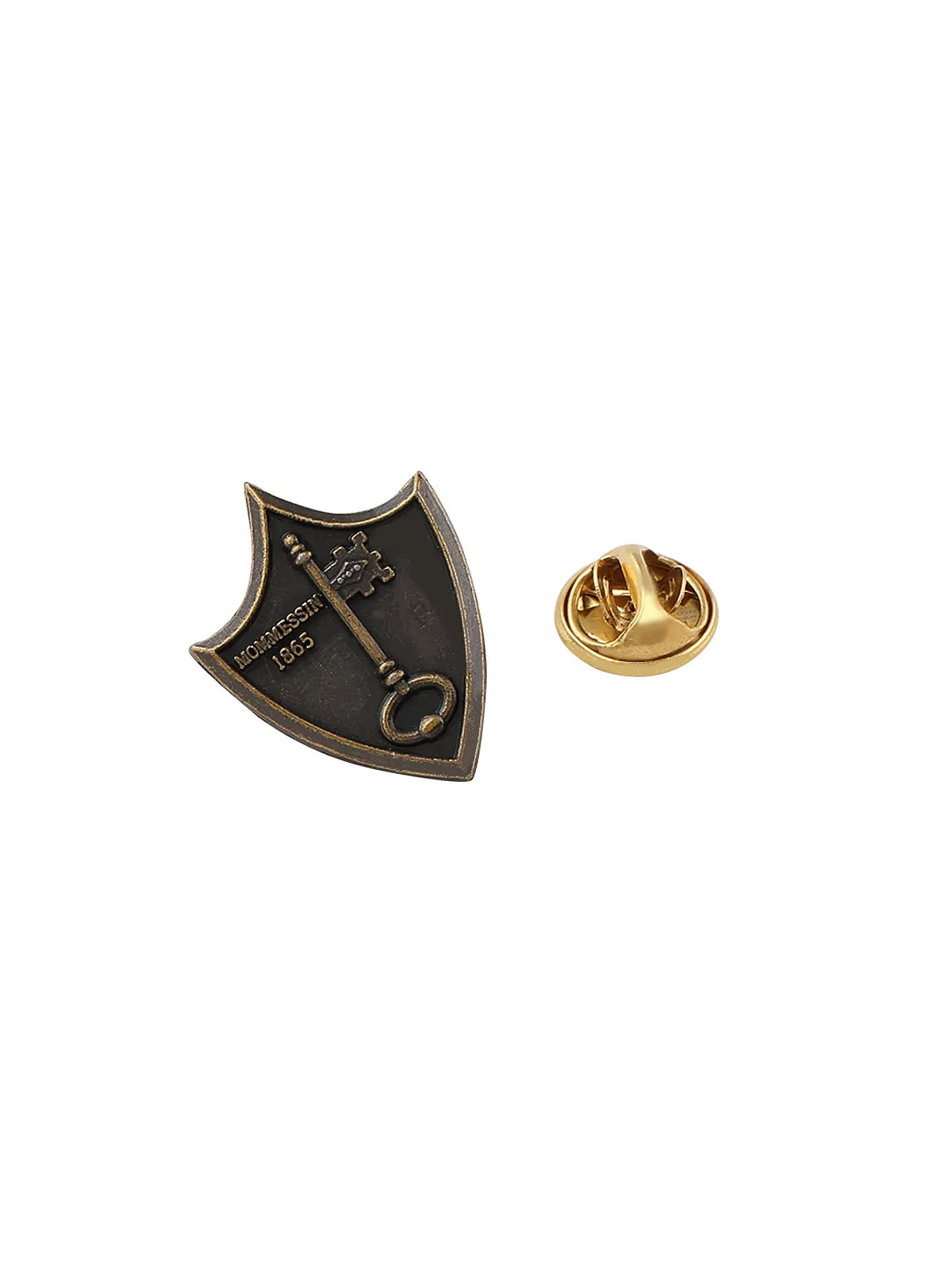 Antique Brass Royal Shield Pin Fastener Collar Brooch