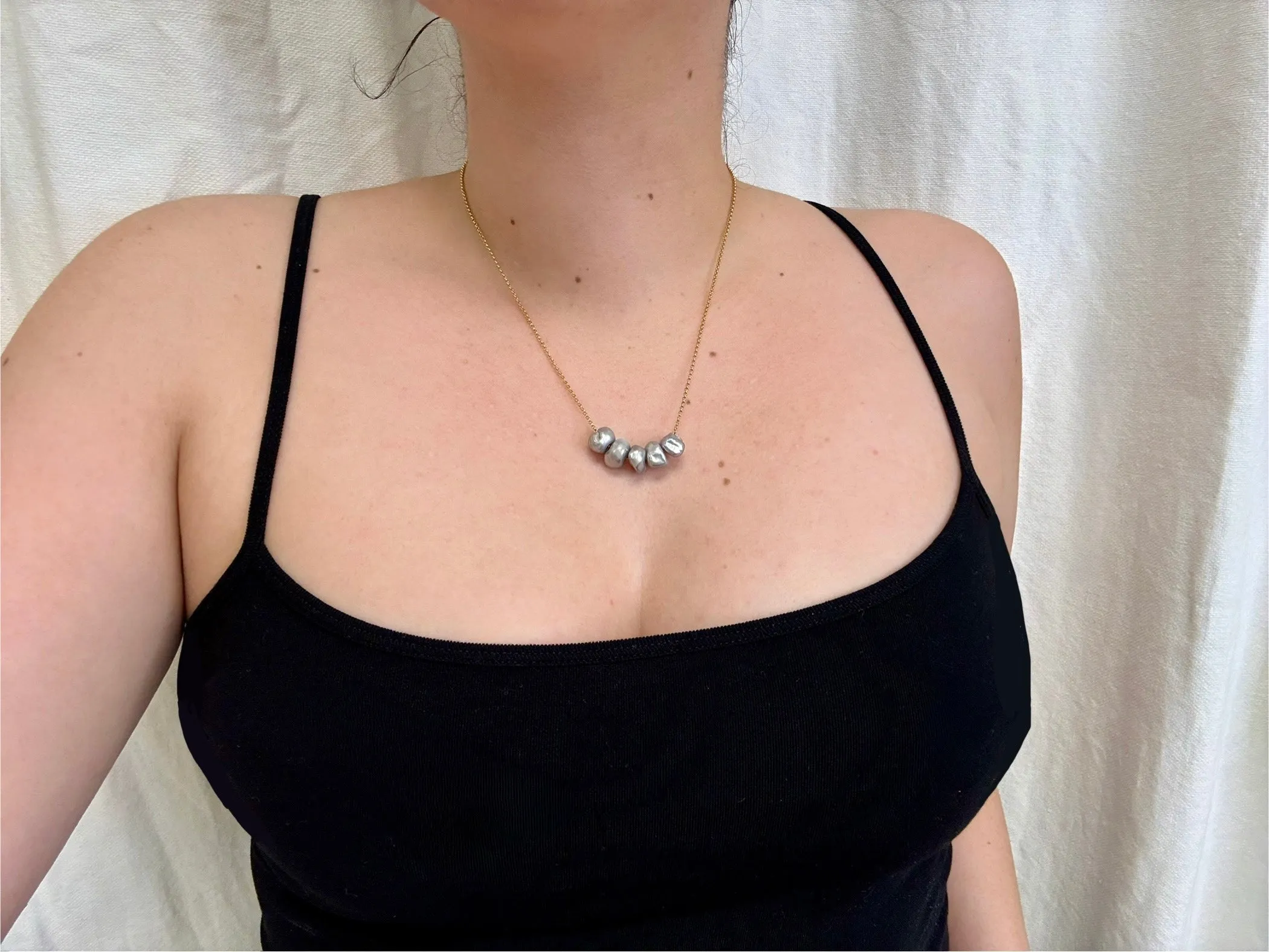 April Martin Large Organic Sliding Pearls Necklace