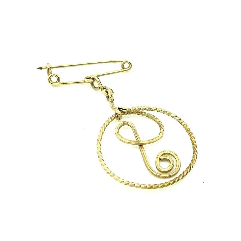 Art Deco 1930's Rolled Gold Letter 'P' Brooch