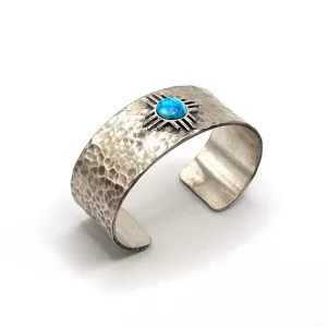 B G Mudd Zia Hammered Silver w/ Turquoise Cuff Bracelet