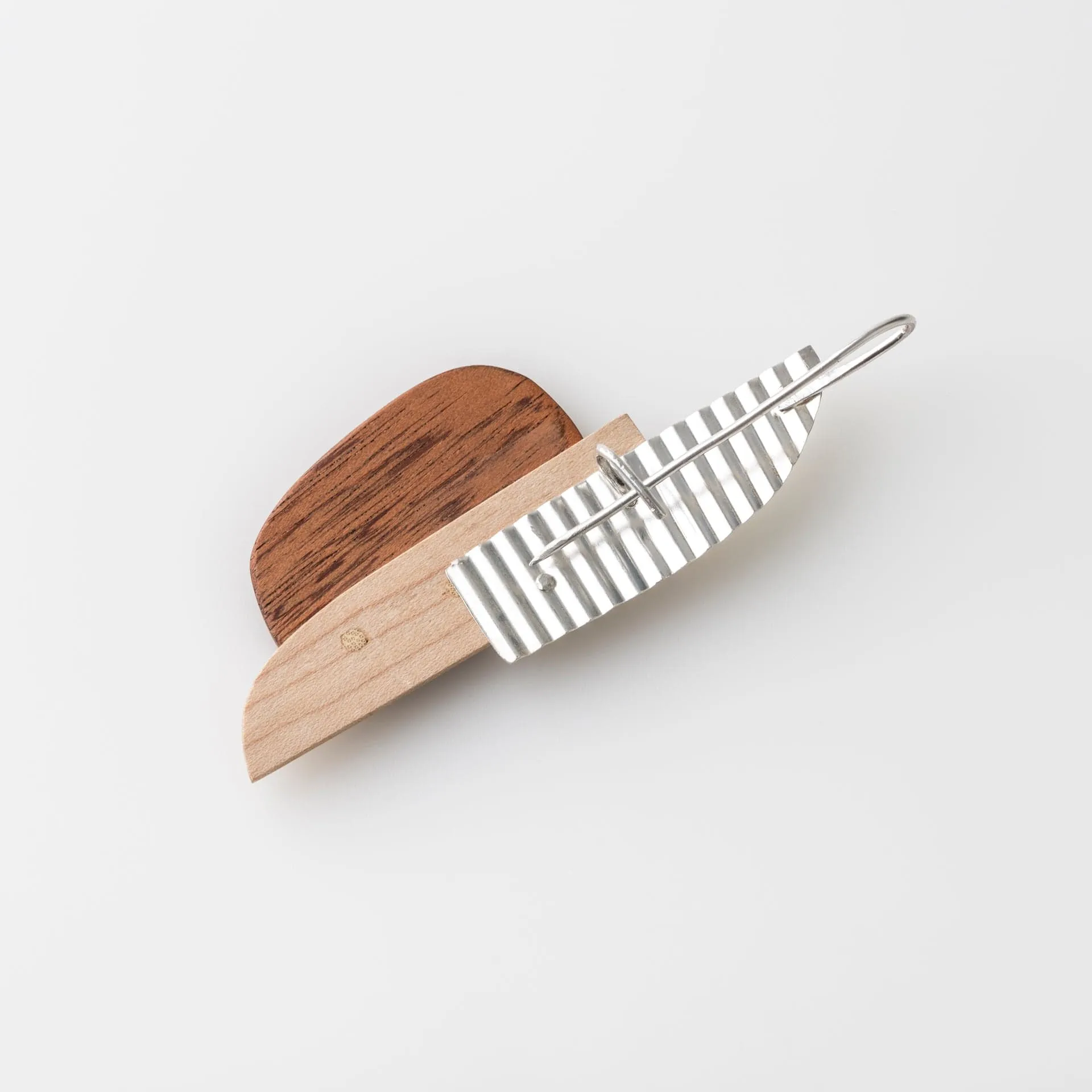 Bauhaus Wood and Eco Silver Brooch Pin - #2