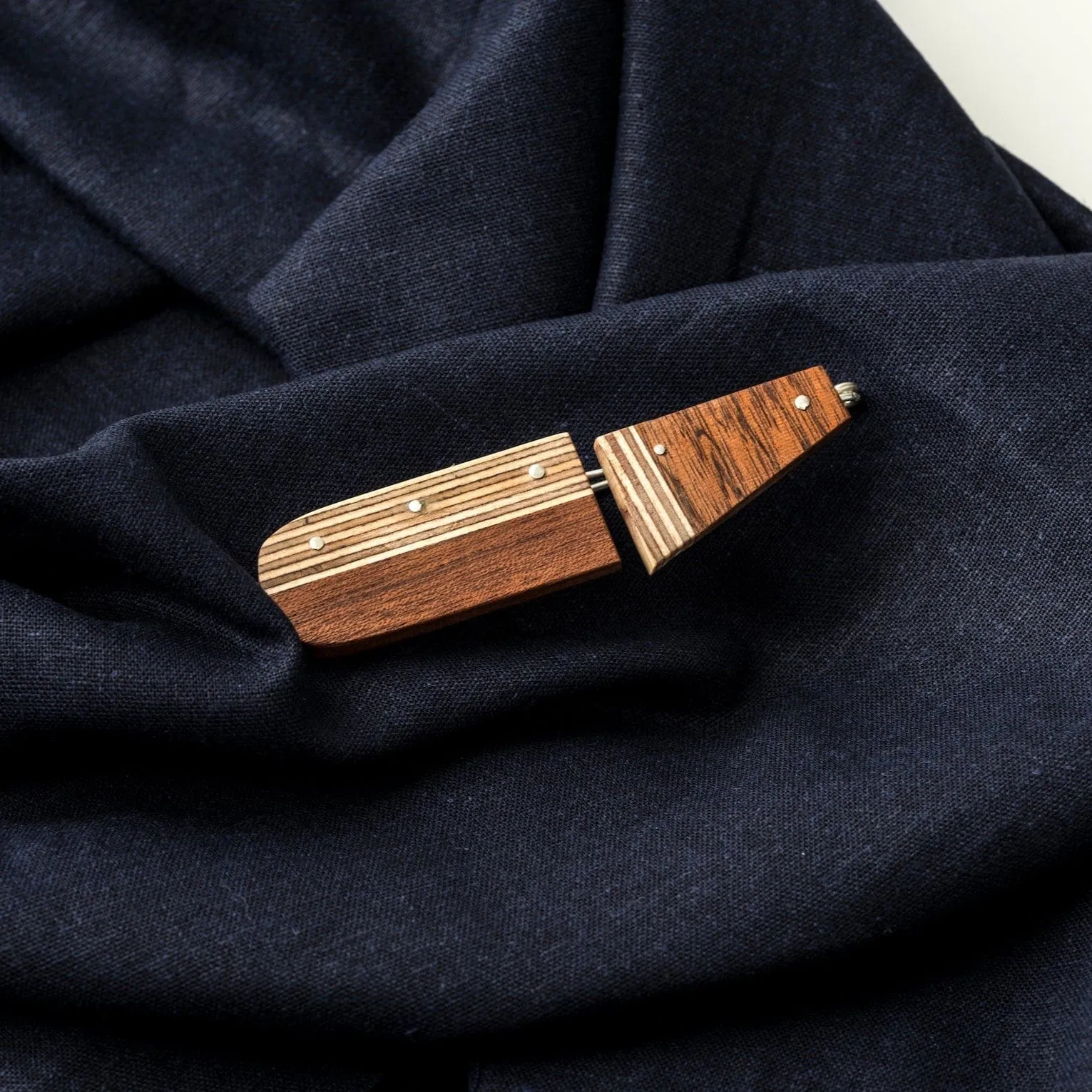 Bauhaus Wood and Eco Silver Brooch Pin - #5