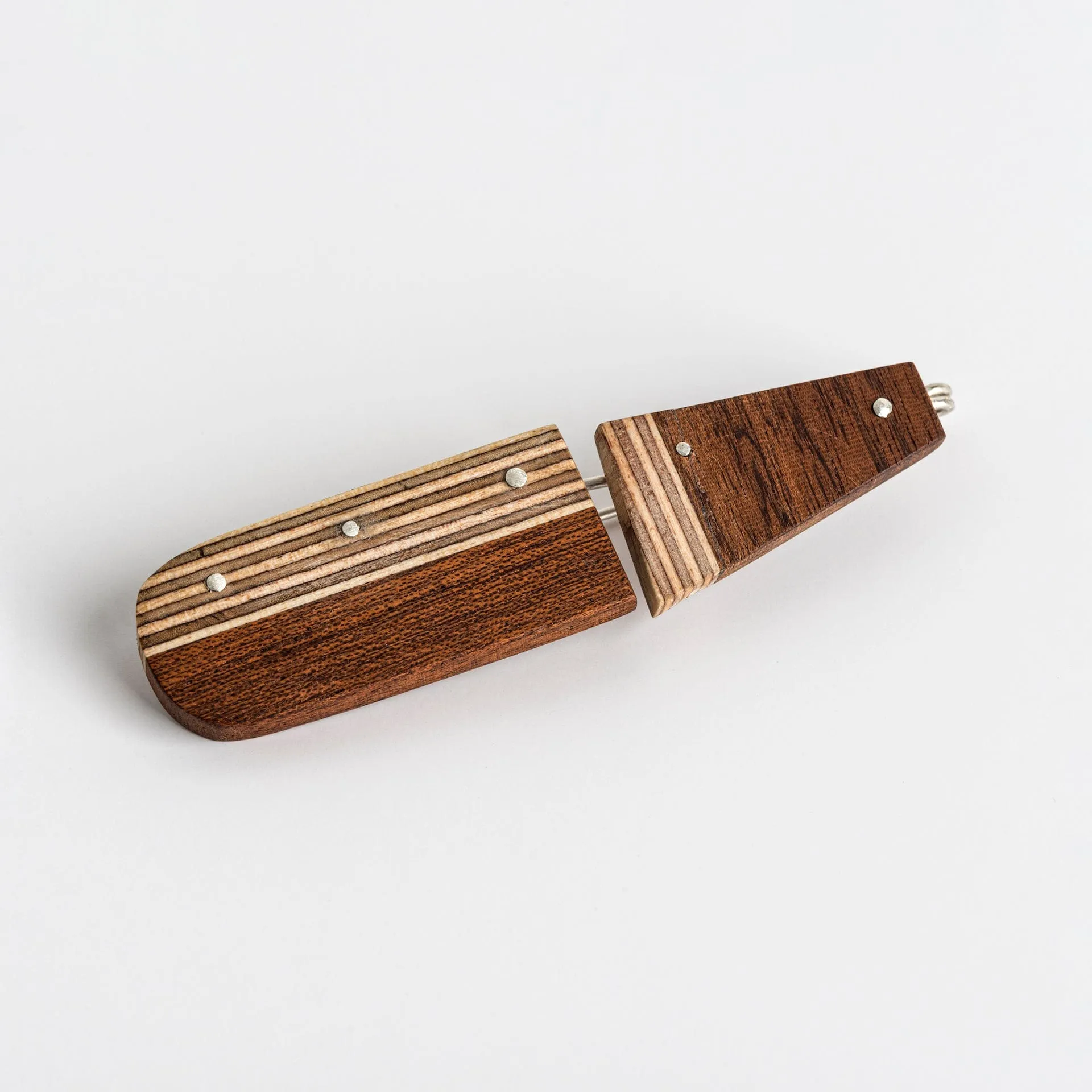 Bauhaus Wood and Eco Silver Brooch Pin - #5