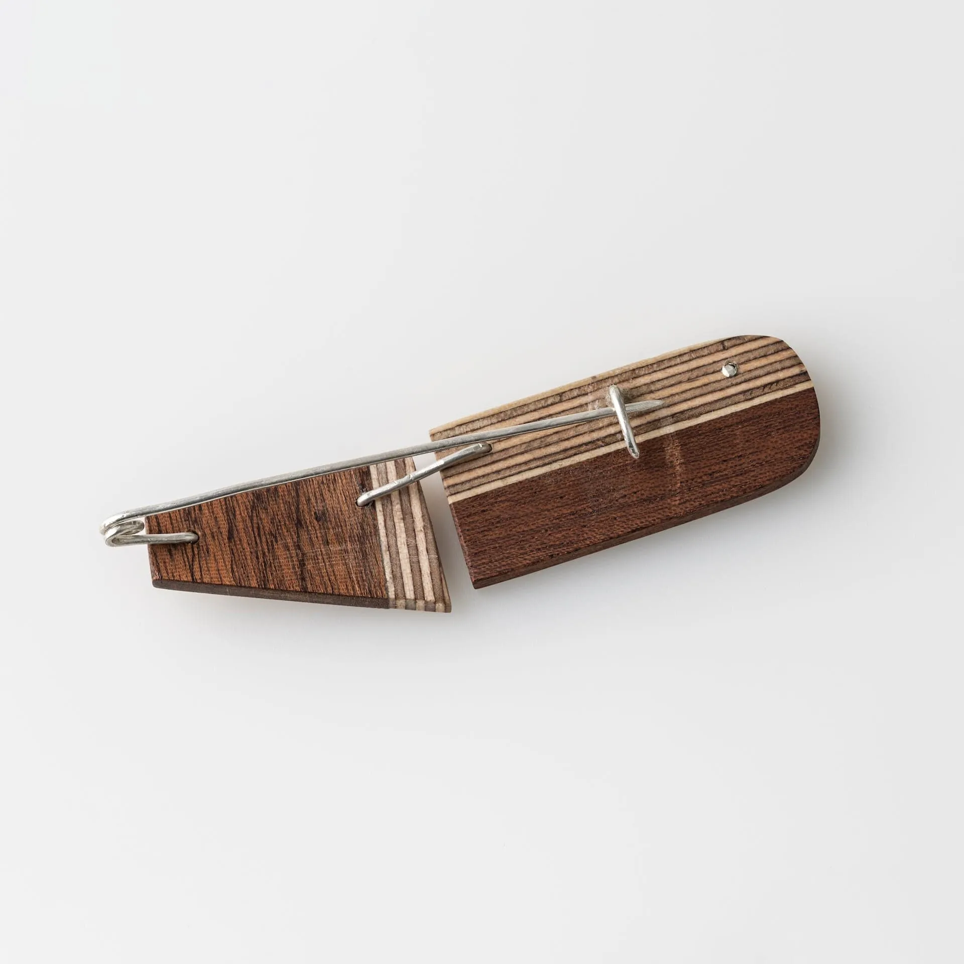 Bauhaus Wood and Eco Silver Brooch Pin - #5