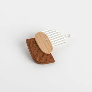 Bauhaus Wood and Eco Silver Brooch Pin - #8