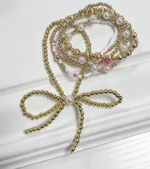 Beaded Bow Bracelet Set of 6