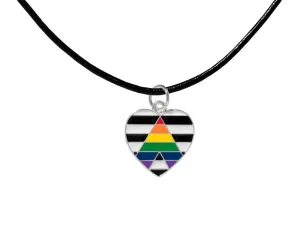Black Cord Straight Ally LGBTQ Pride Heart Necklaces