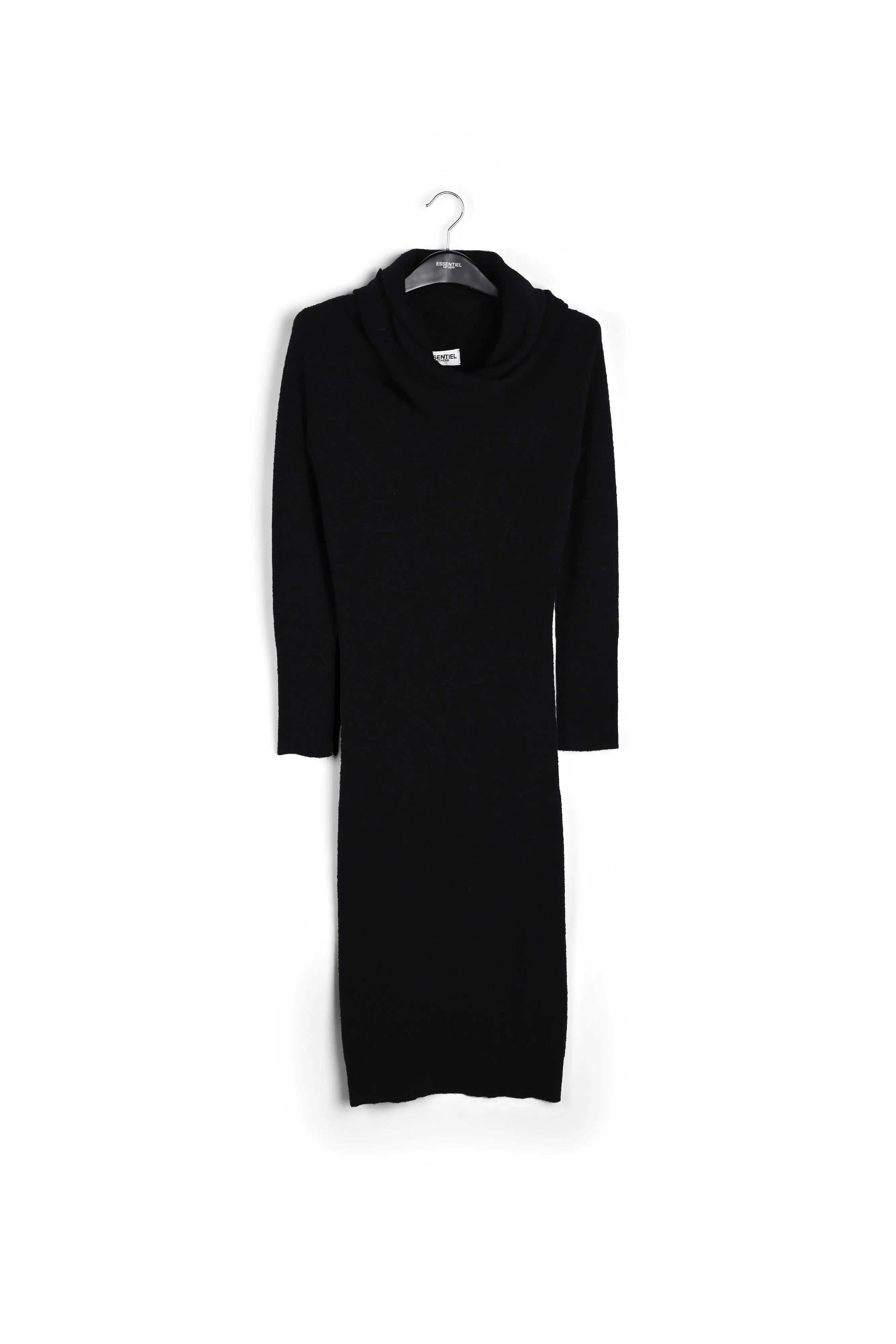 Black off-the-shoulder knit dress