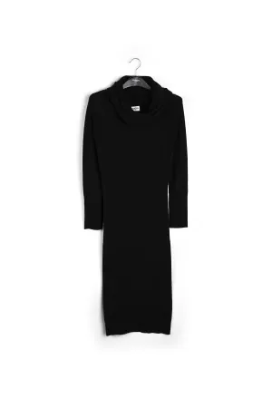 Black off-the-shoulder knit dress
