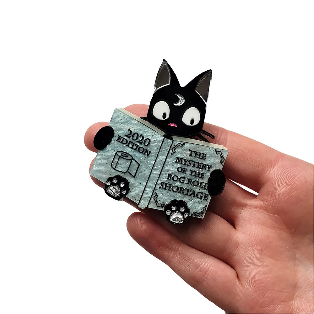 Bog Roll Shortage Book Cat Brooch by Cherryloco Jewellery