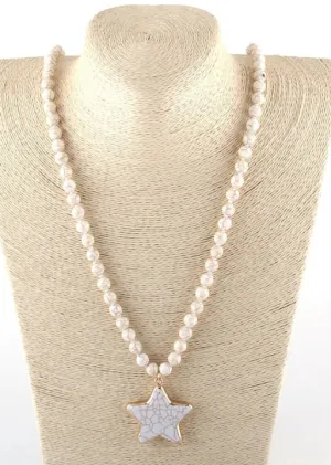 Boho Beaded Necklace Start Pendant