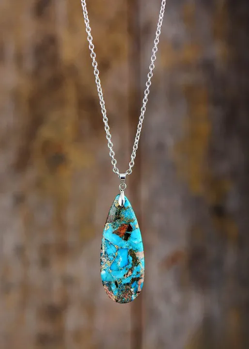 Boho Pendant Necklace - Silver Chain