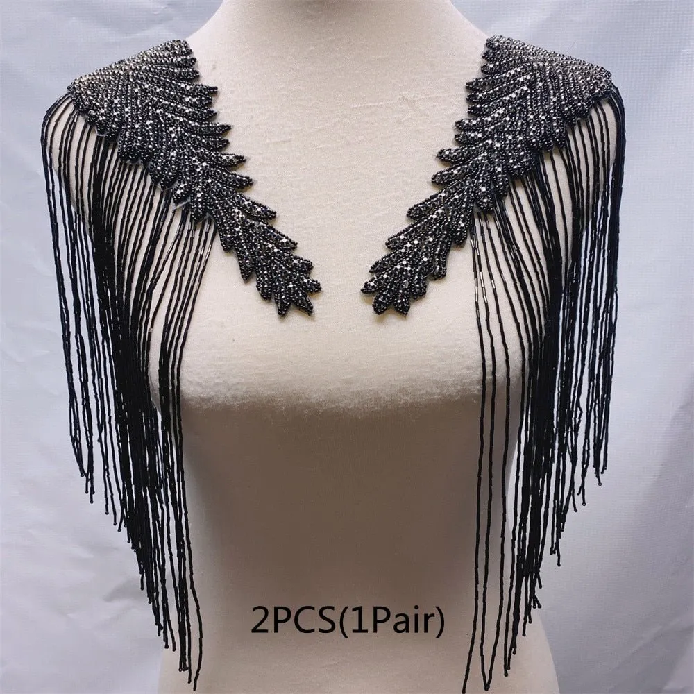 Bridal Wedding Party Rhinestone Crystal Beaded Sequin Glitter Full Body Sew On Patch Trim Applique / 11 COLOR DESIGNS