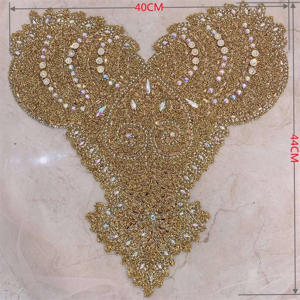 Bridal Wedding Party Rhinestone Crystal Beaded Sequin Glitter Full Body Sew On Patch Trim Applique / 11 COLOR DESIGNS