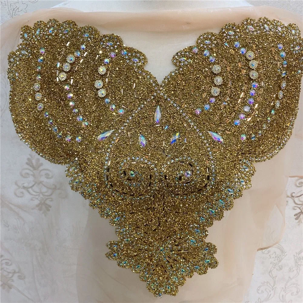 Bridal Wedding Party Rhinestone Crystal Beaded Sequin Glitter Full Body Sew On Patch Trim Applique / 11 COLOR DESIGNS