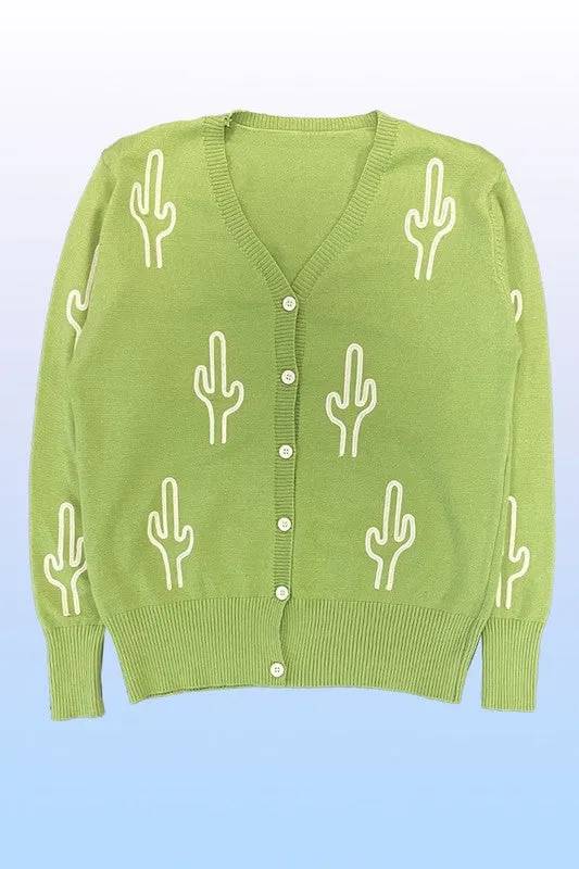 Cactus knit button front cardigan