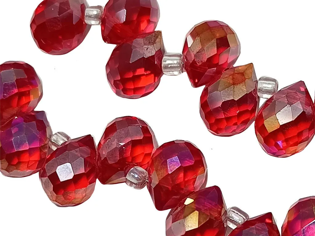 Candy Red Drop Shaped Top Hole Crystal Beads