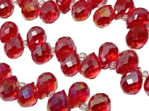 Candy Red Drop Shaped Top Hole Crystal Beads