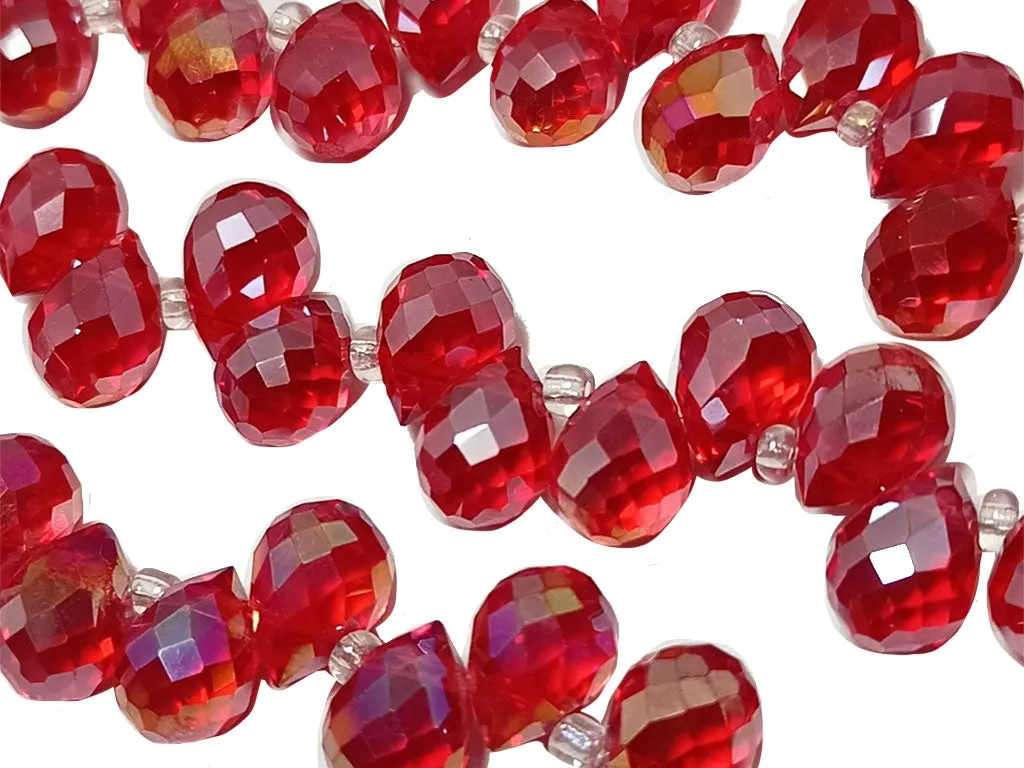 Candy Red Drop Shaped Top Hole Crystal Beads