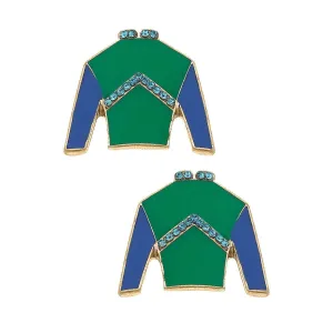 Canvas Style - Mage Jockey Silk Enamel Stud Earrings in Green & Blue