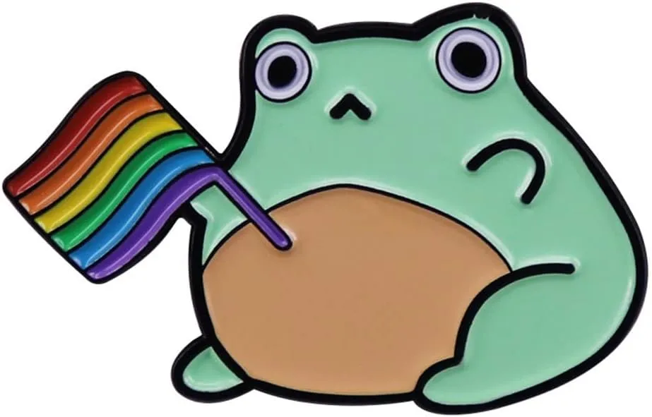Cartoon Cute Rainbow Flag Frog Brooch Gay Badge Animal LGBT Enamel Pin Couple Accessories Clothes Bag Jacket Fashion Jewelry