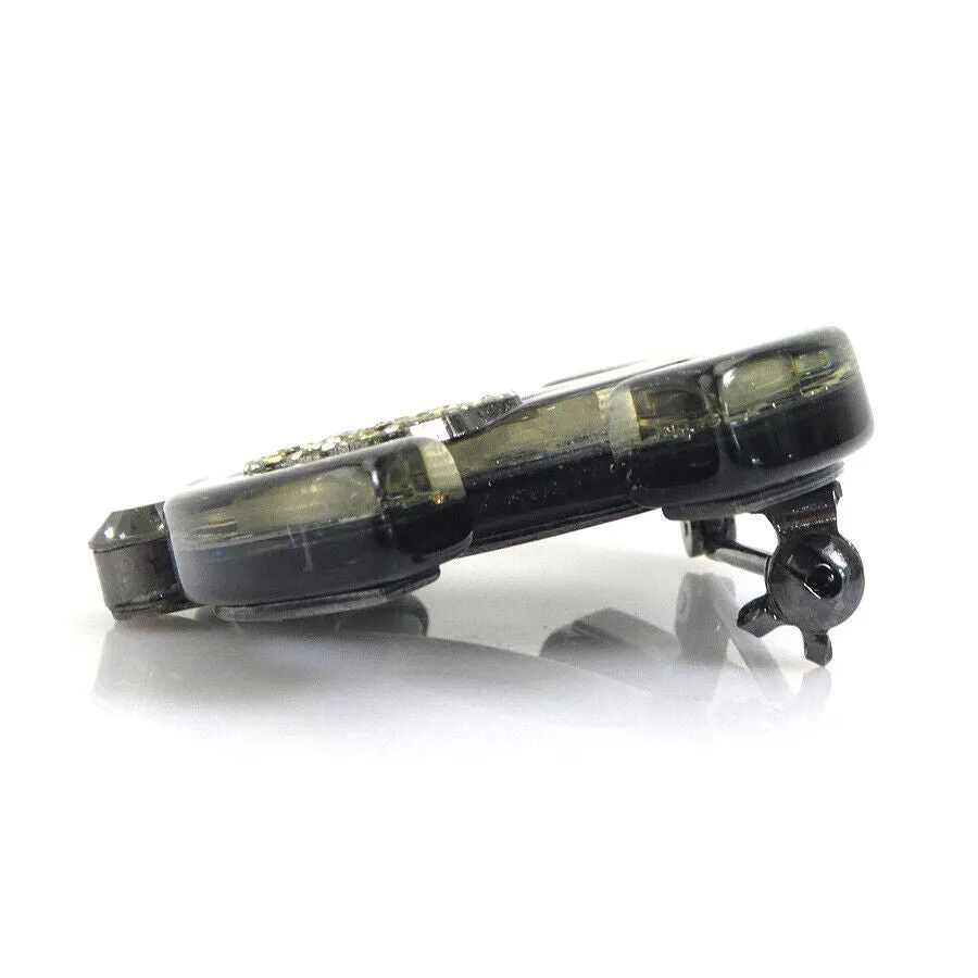Chanel Cc Logo Brooch Black/Silver