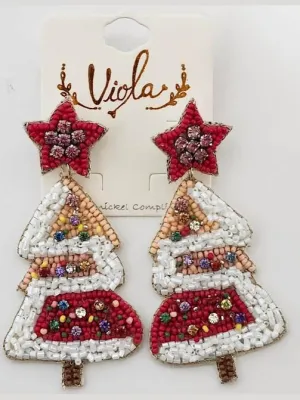 Christmas Earrings - Tree Pink/Red/White RT136608PK