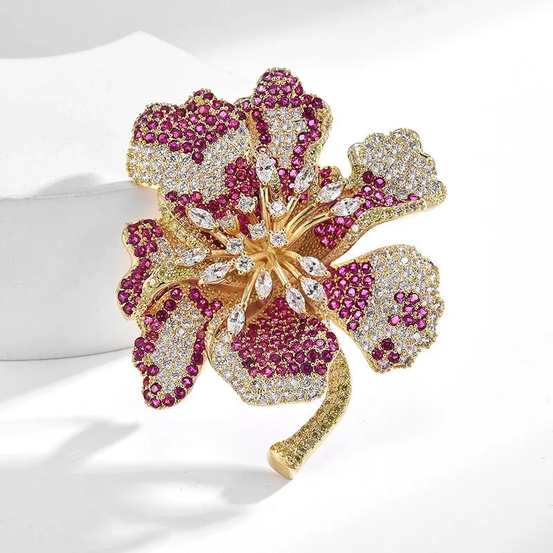 Colorful Flower Brooch Inlaid With Shiny Heavy Industry Corsage Coat Dress