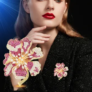 Colorful Flower Brooch Inlaid With Shiny Heavy Industry Corsage Coat Dress