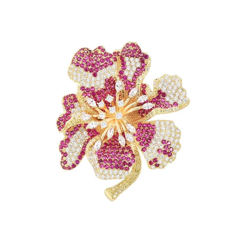 Colorful Flower Brooch Inlaid With Shiny Heavy Industry Corsage Coat Dress