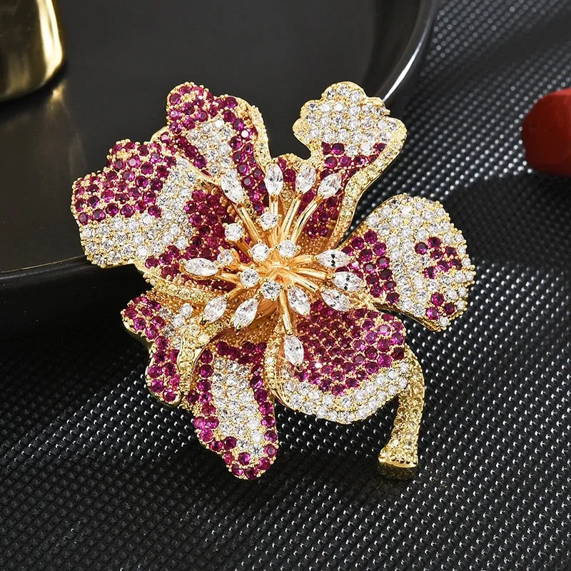 Colorful Flower Brooch Inlaid With Shiny Heavy Industry Corsage Coat Dress