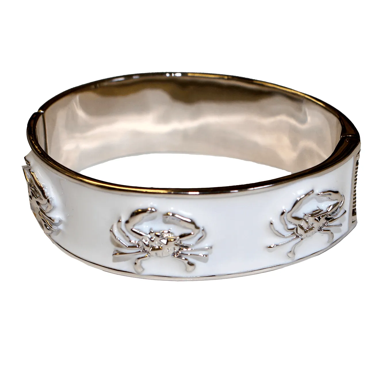 Crab Bracelet (White/Silver) / Enamel Bangle Bracelet