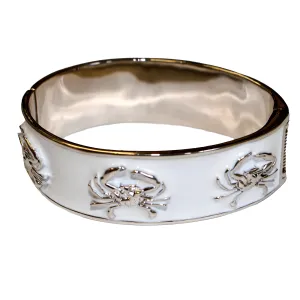 Crab Bracelet (White/Silver) / Enamel Bangle Bracelet
