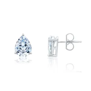 Crislu Platinum Plated Sterling Silver Pear Cubic Zirconia Stud Earrings