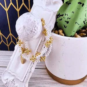 Cross Beaded Pearl Stretch Bracelets (Set of 3)