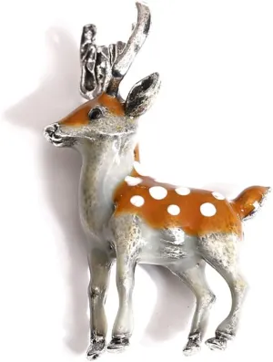 Cute Deer Brooch Pin for Women Girls Fashion Enamel Animal Elk Brooches Lapel Pins Dainty Dress Accessories Christmas Festival Party Jewelry Fesitval Gift for Daughter Family Zoo Souvenirs