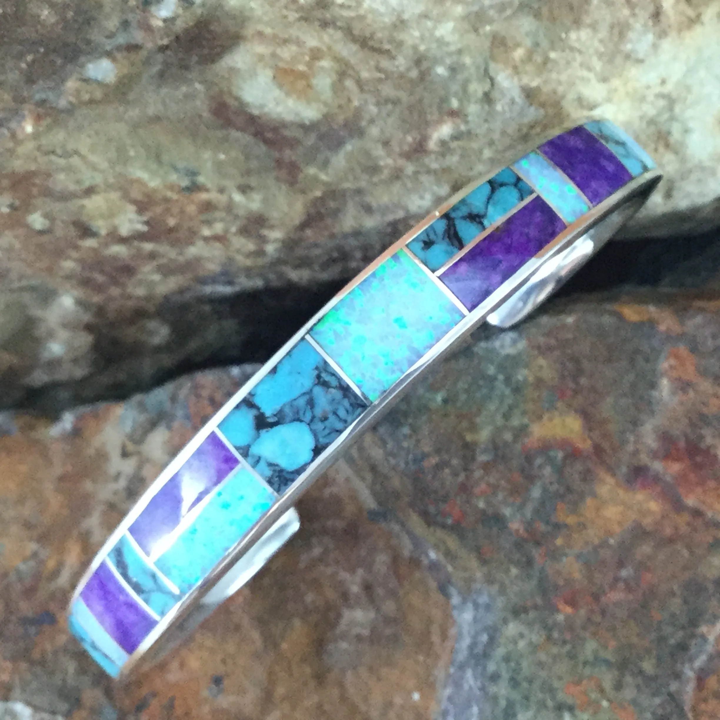 David Rosales Shalako Inlaid Sterling Silver Cuff Bracelet