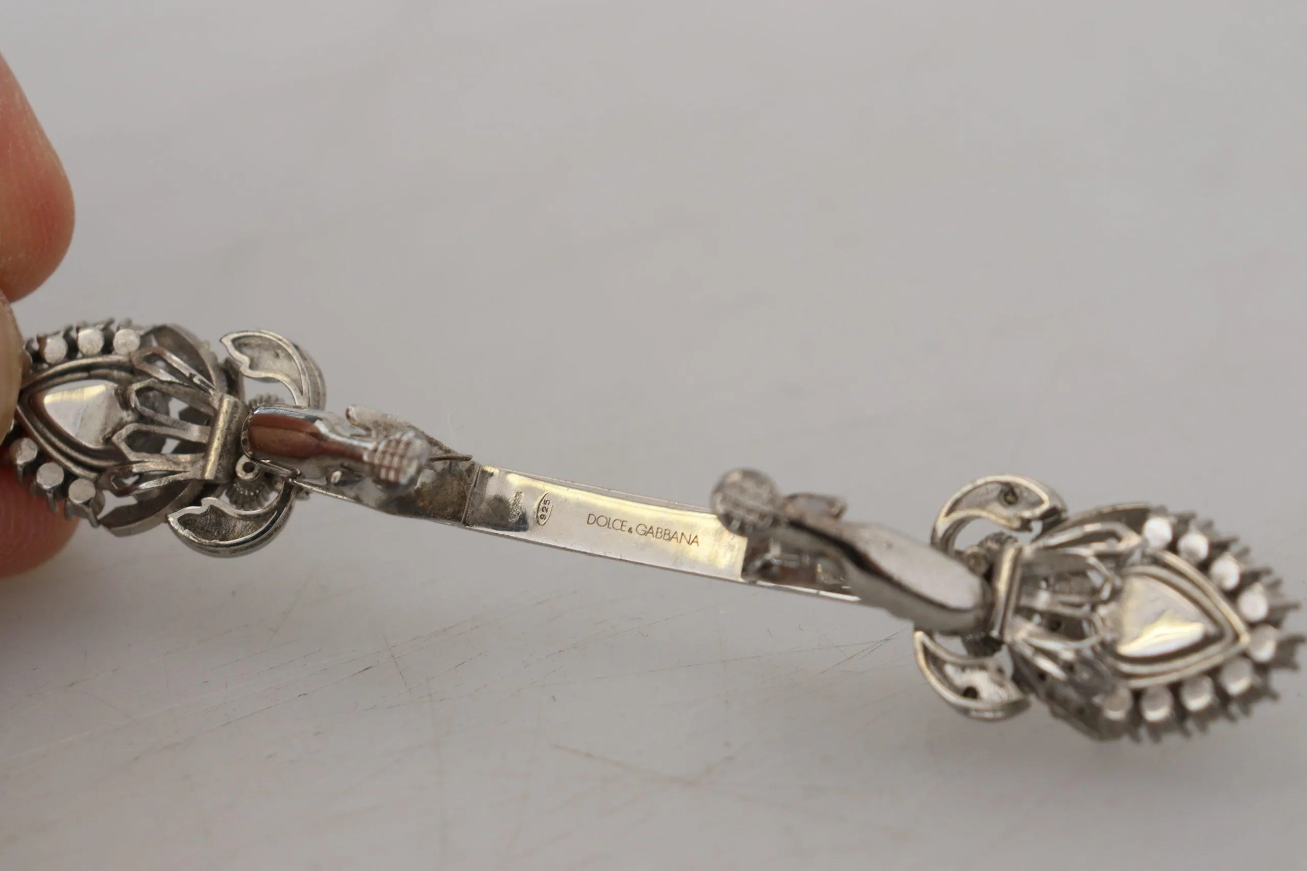 Dolce & Gabbana 925 Sterling Silver Crystals Pin Collar Brooch
