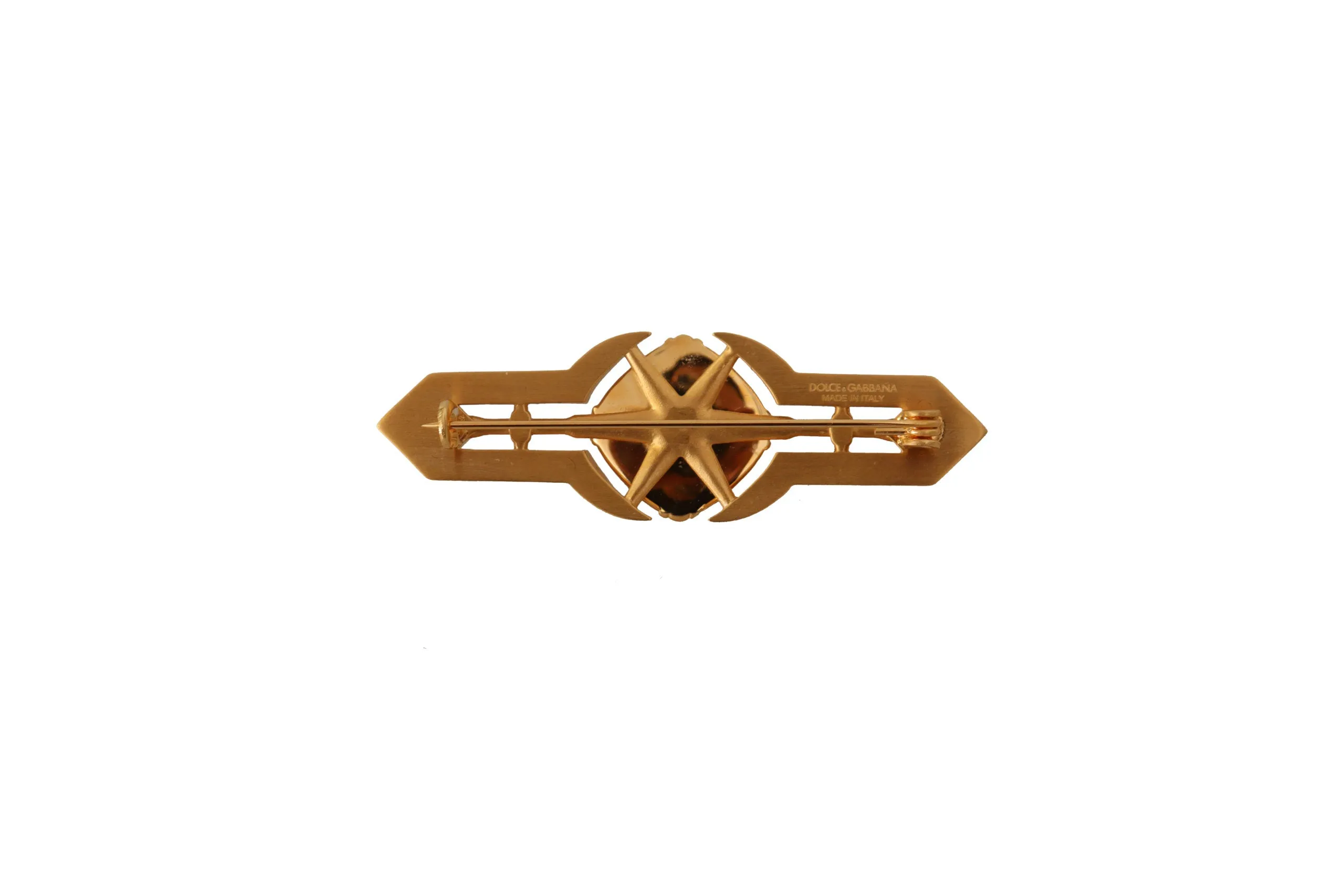Dolce & Gabbana Gold Tone Brass Crystal Embellished Pin Brooch