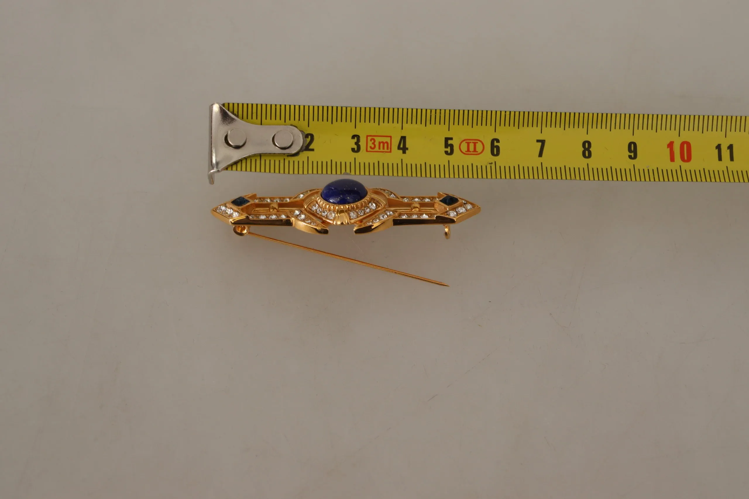 Dolce & Gabbana Gold Tone Brass Crystal Embellished Pin Brooch