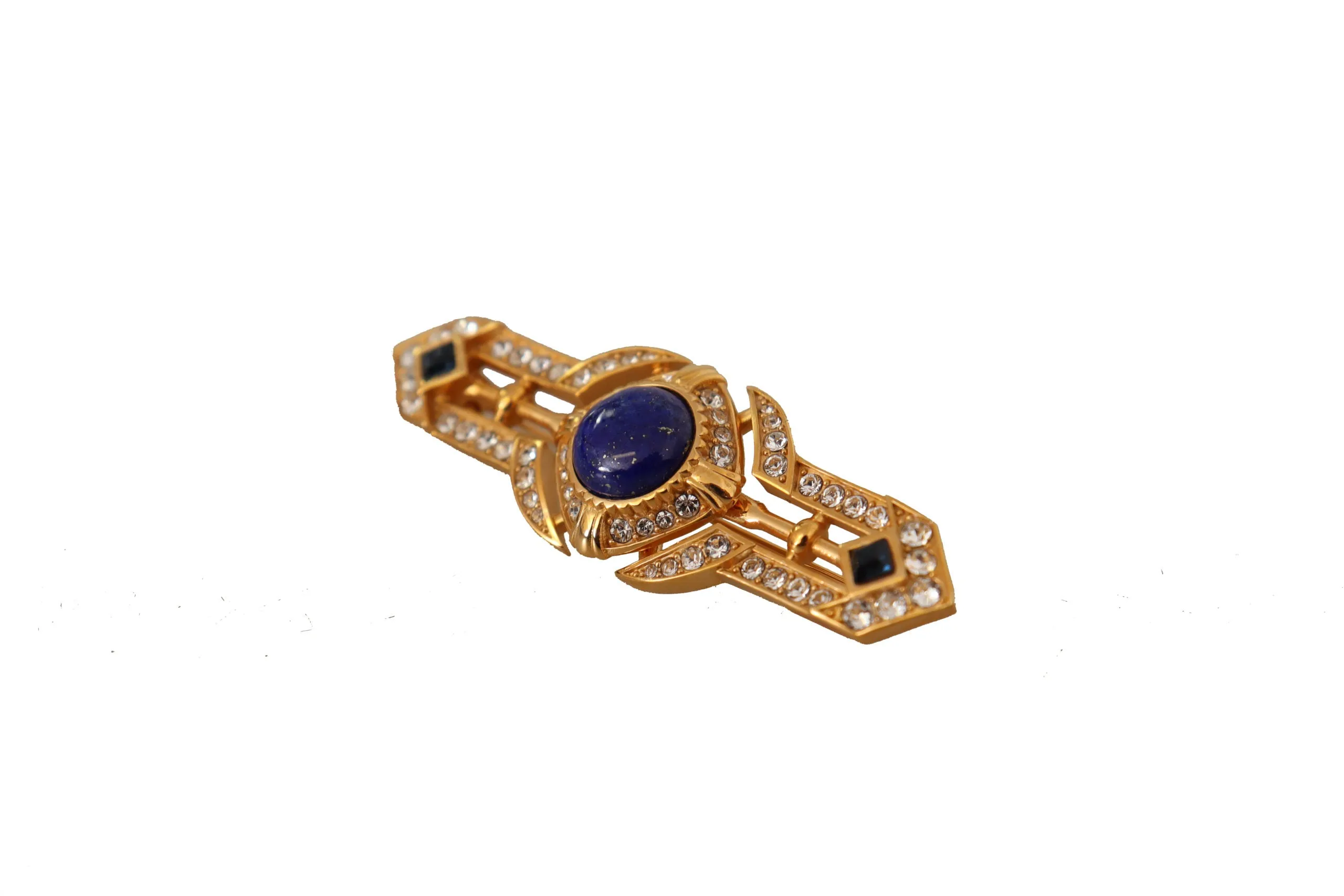 Dolce & Gabbana Gold Tone Brass Crystal Embellished Pin Brooch