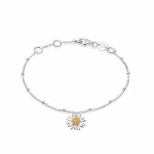 English Daisy Drop Bobble Bracelet Sterling Silver