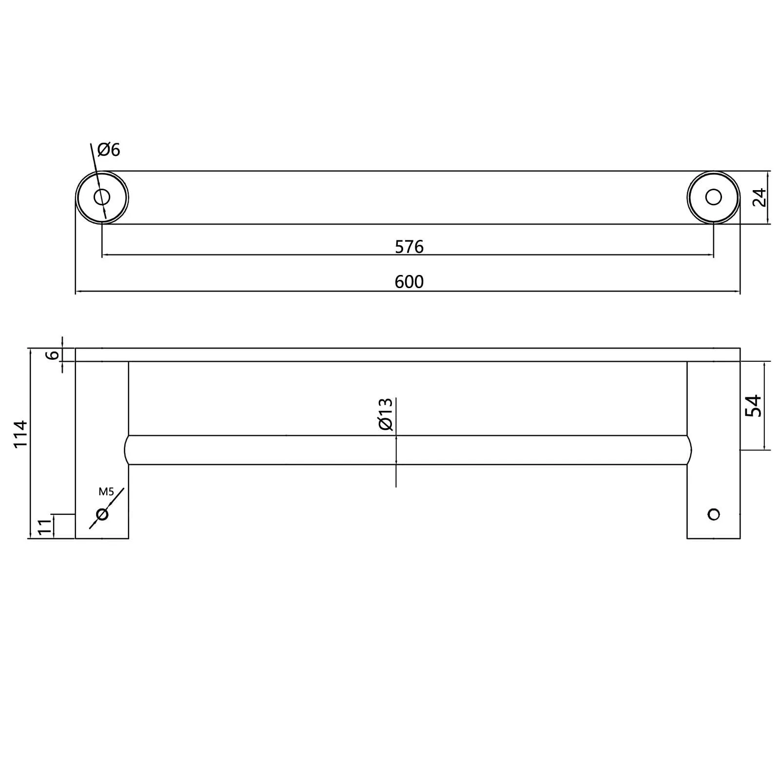 Esperia Gun Metal Grey Double Towel Rail 600mm