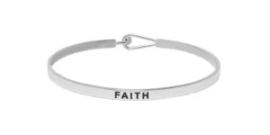 Faith- Silver Thin Hook Bracelet