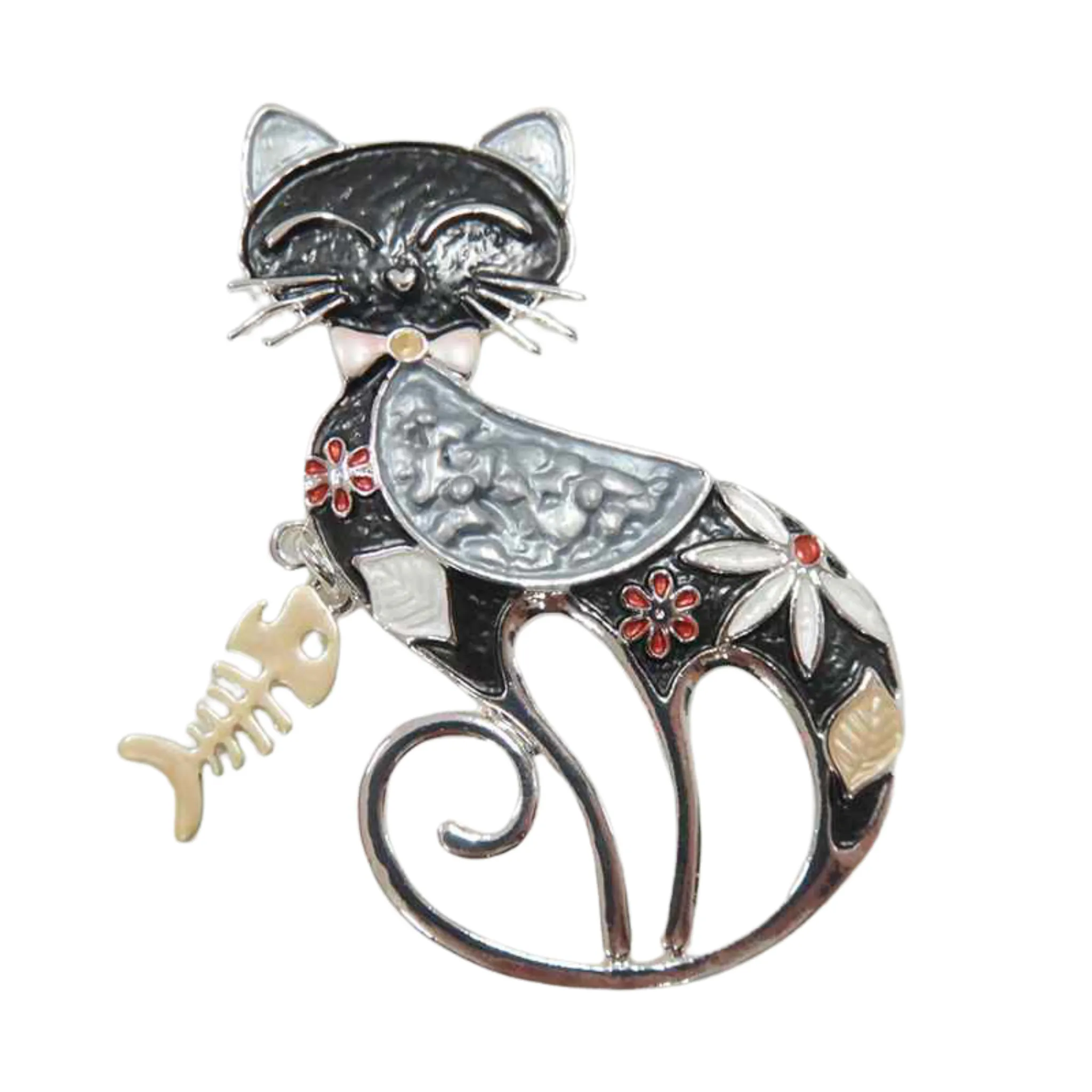 Fancy Feline Enamel Magnetic Brooch