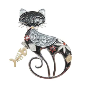 Fancy Feline Enamel Magnetic Brooch