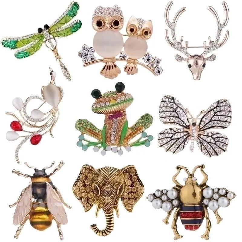 Fashion Pin Animal Alloy Plating Artificial Gemstones Unisex Brooches