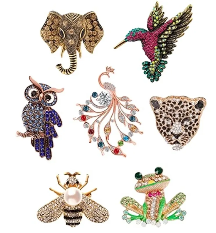 Fashion Pin Animal Alloy Plating Artificial Gemstones Unisex Brooches