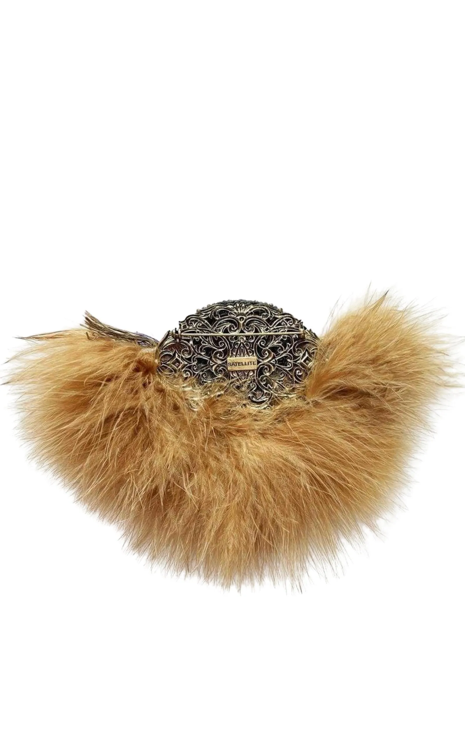 Feather and Crystal Embellished Brooch by Satellite Paris